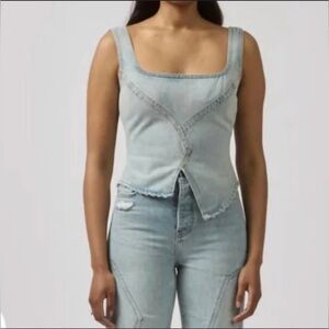 DALA - Denim Broken Corset Jean Crop Top Size 29